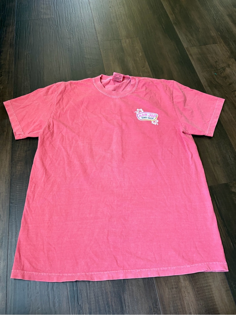 Ron John surf shop comfort colors Pink Short-Sleeve Graphic Tee size large